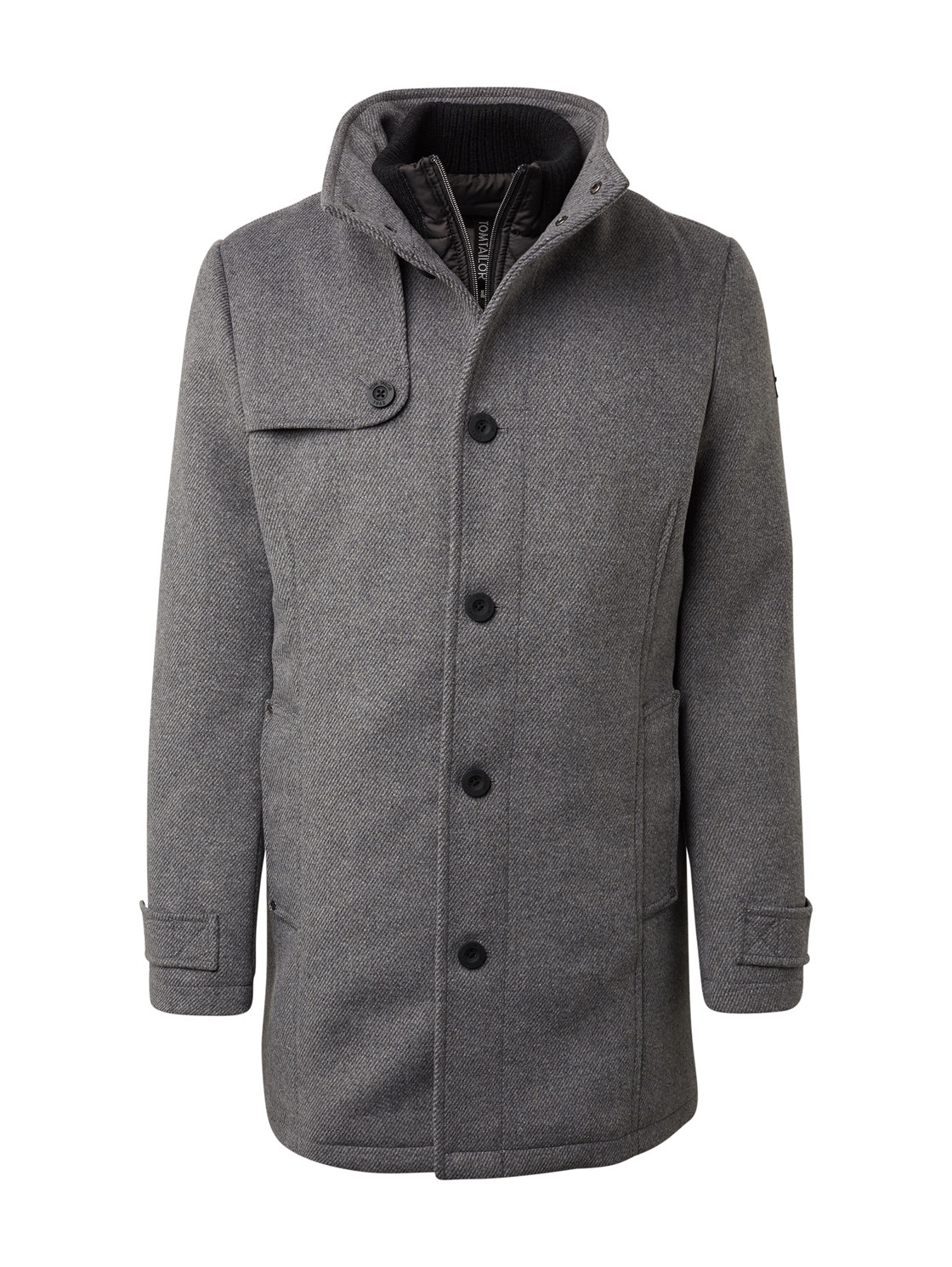 wool coat 2 in 1, Mid Grey Wool Jacket StructureGrey,