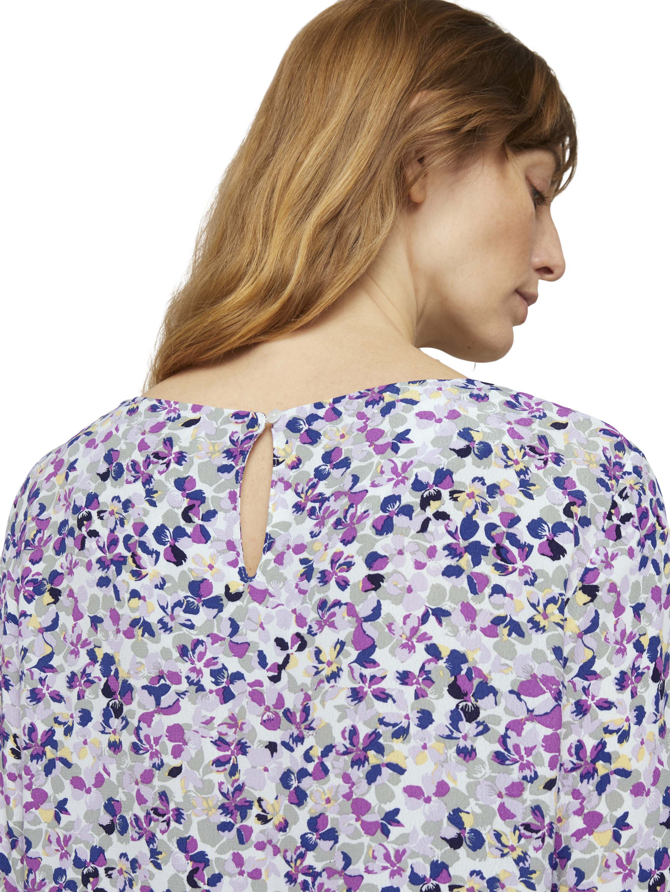 blouse easy shape, offwhite floral design