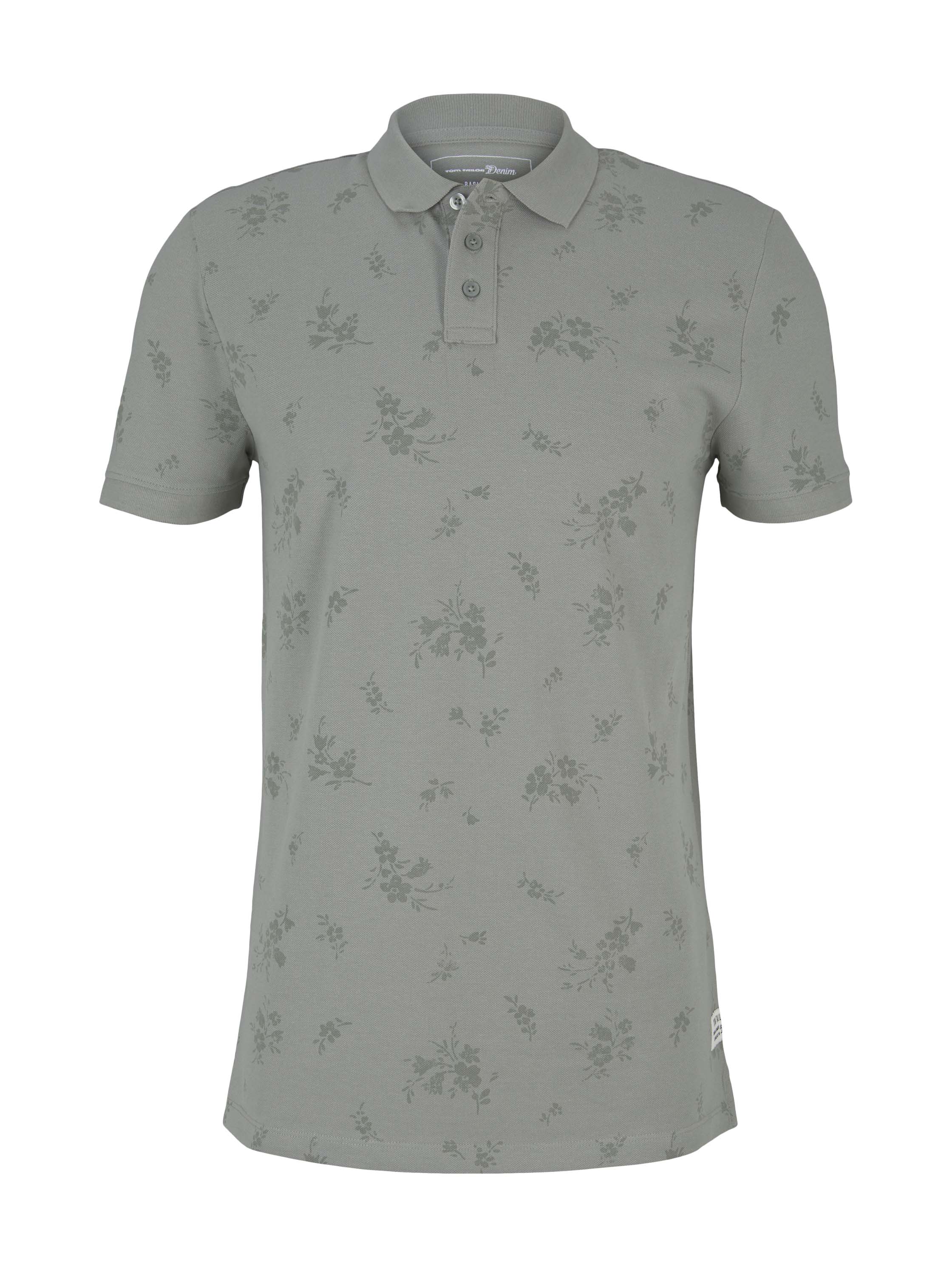 polo with all over print, olive shredded flower print