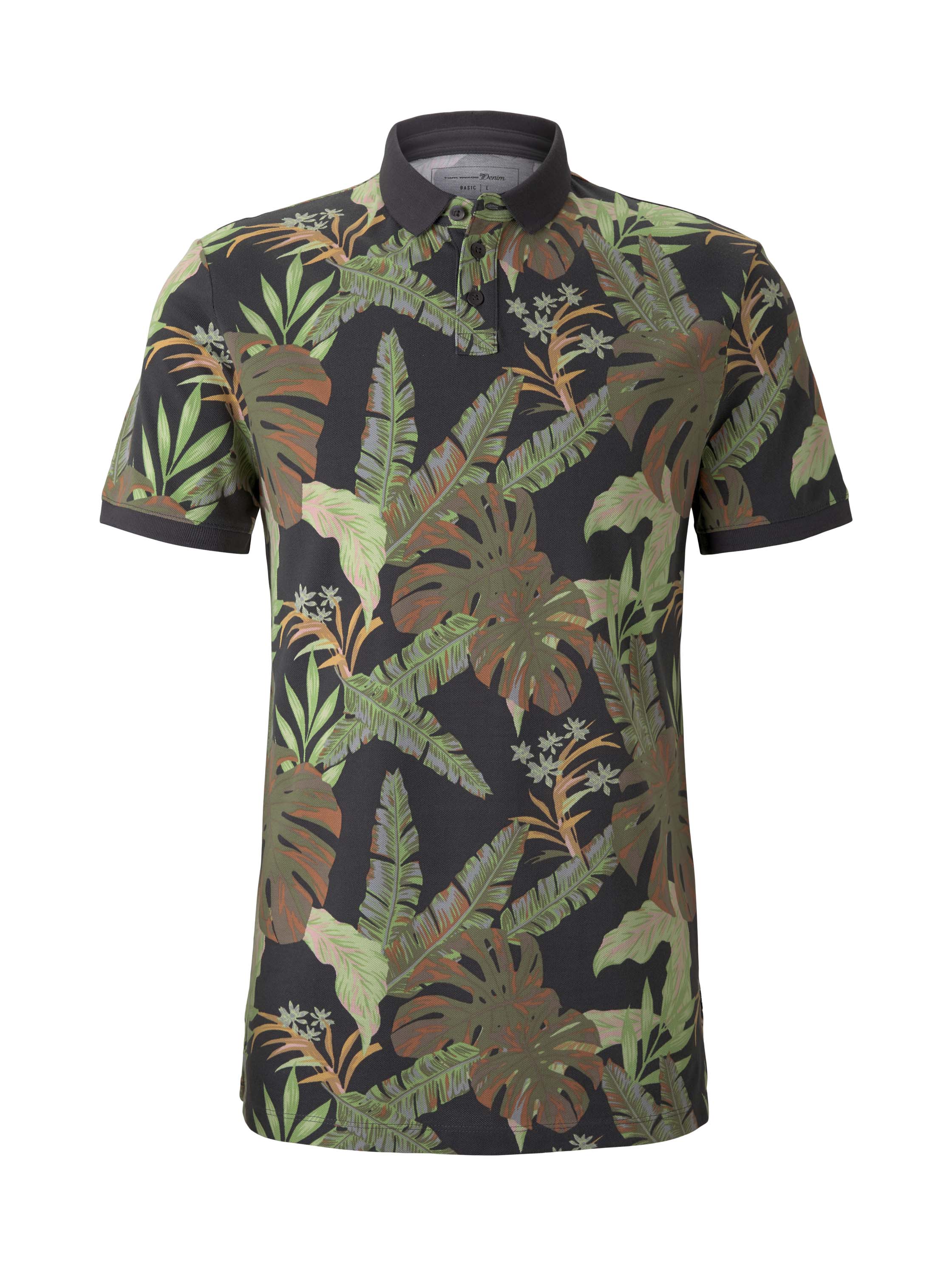 polo with all over print, tropical monstera leaf print