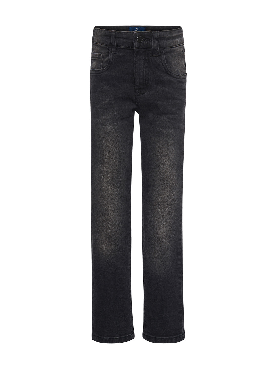 Jeans uni long, rinsed black denim