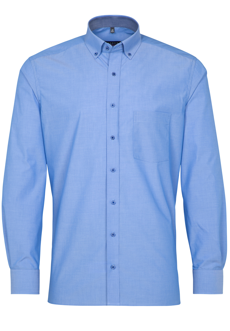 ETERNA LANGARM HEMD MODERN FIT CHAMBRAY MITTELBLAU UNIFARBEN