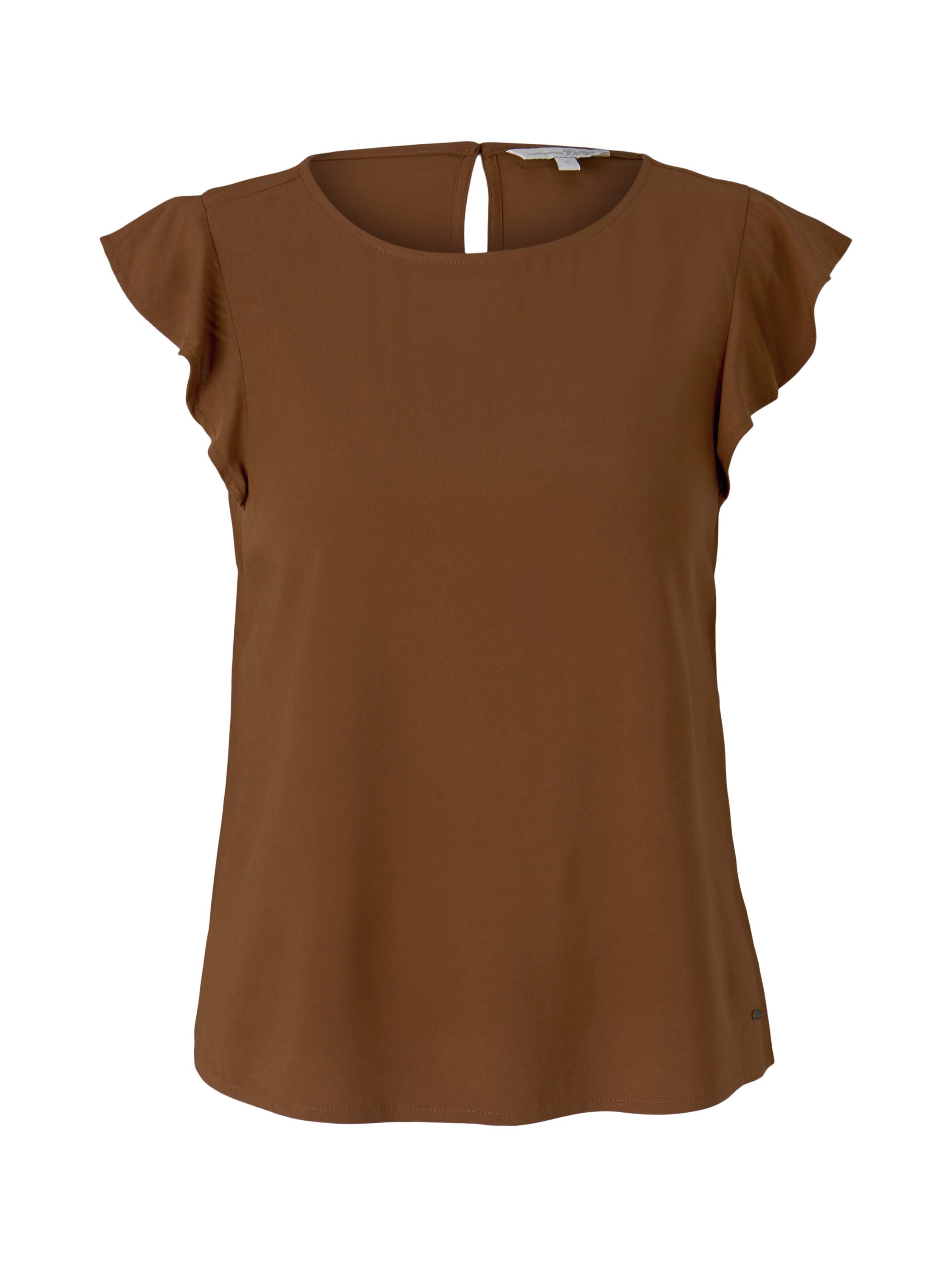 volant sleeve top, amber brown