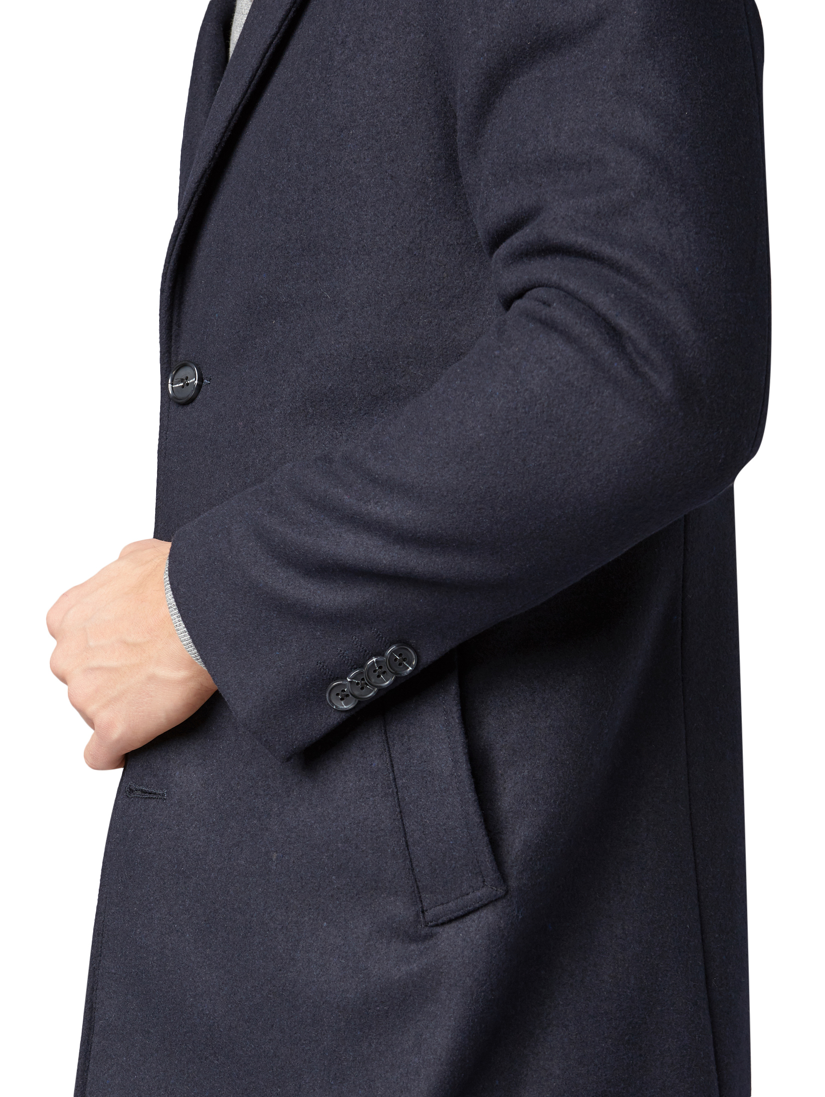 wool coat 3 buttons Jackets /, knitted navy