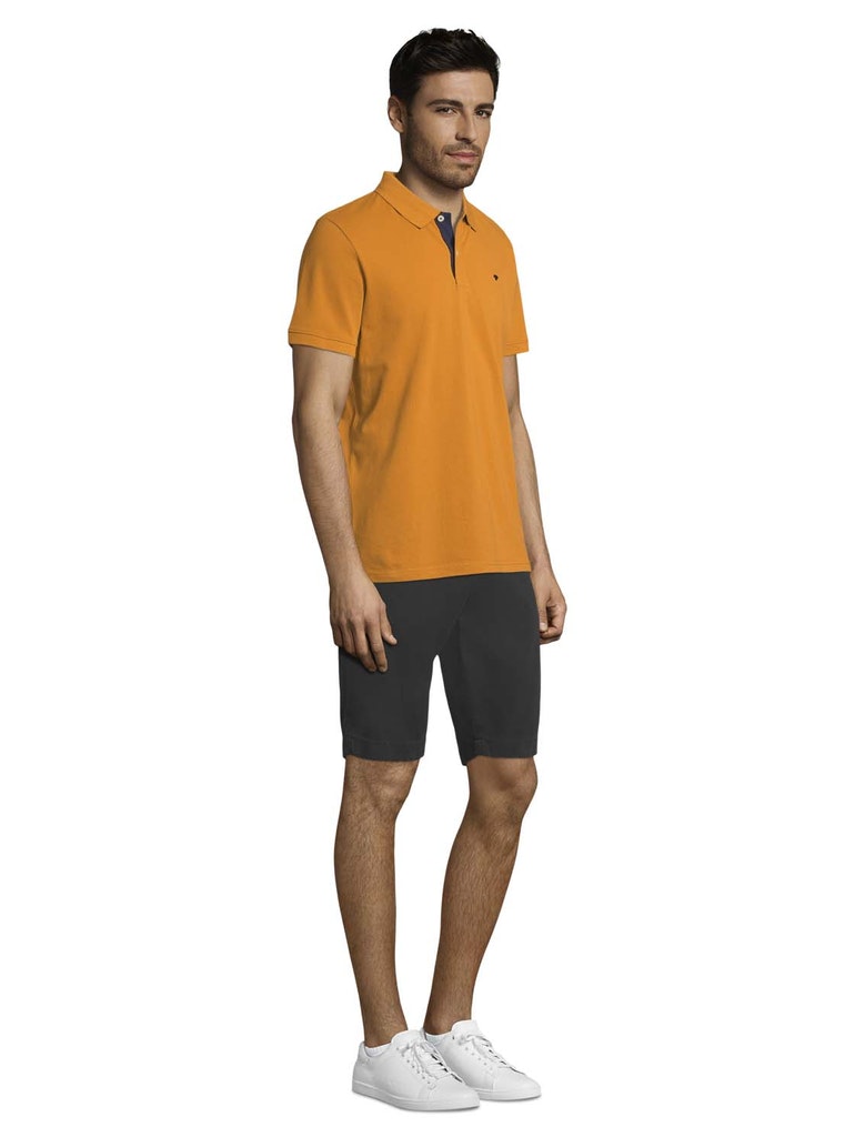 basic polo with contrast, Flame Brown
