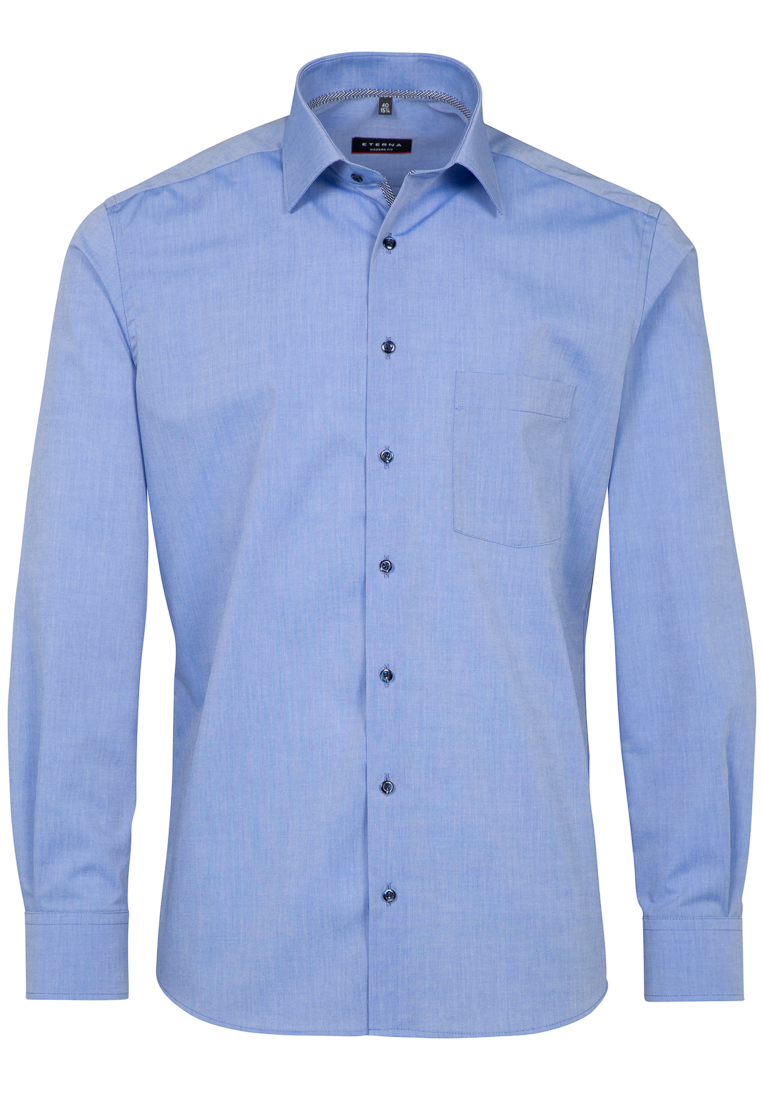 ETERNA LANGARM HEMD MODERN FIT CHAMBRAY BLAU UNIFARBEN