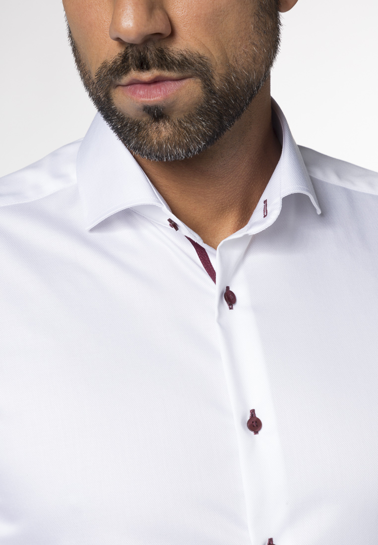 ETERNA Langarm Hemd MODERN FIT Fantasiebindung weiss strukturiert