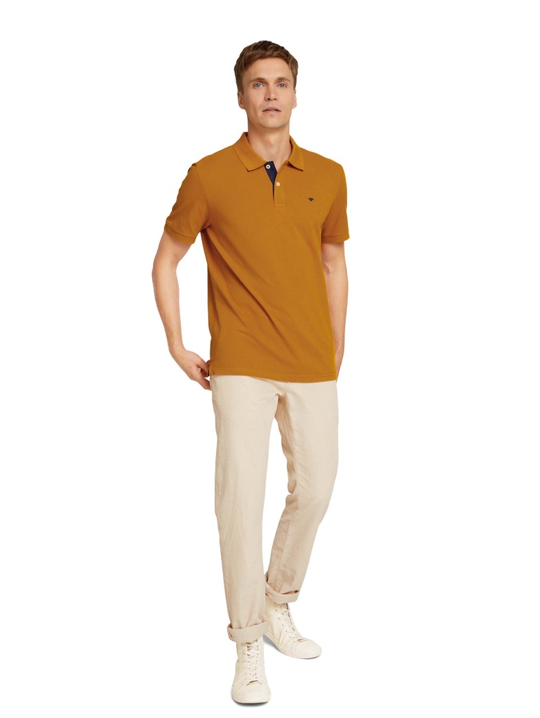 basic polo with contrast, Flame Brown