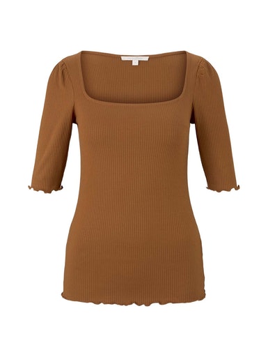 carree tee with puff shoulder, amber brown