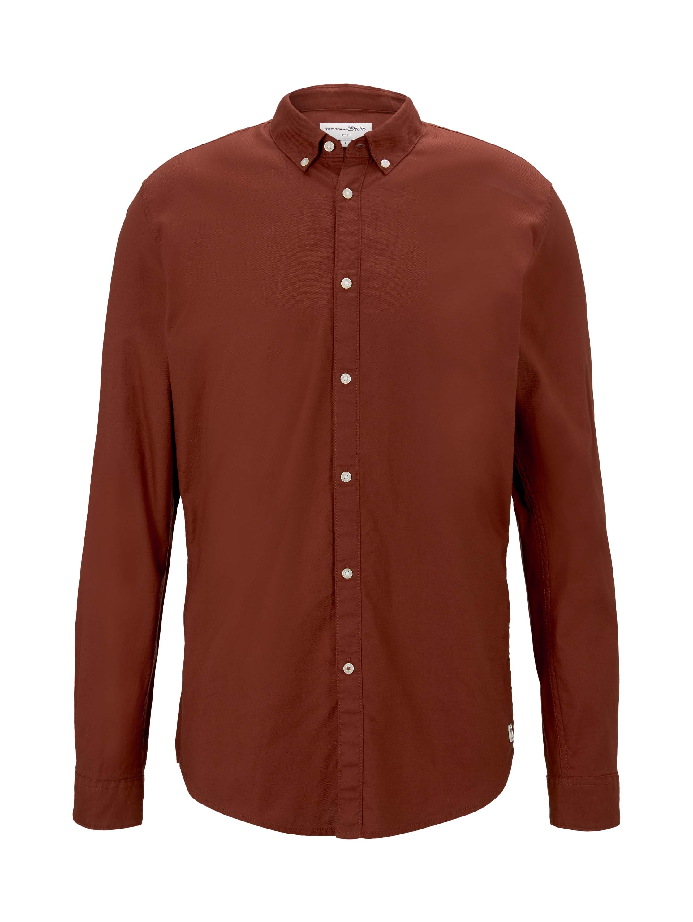 button down collar pique shirt, ochre red