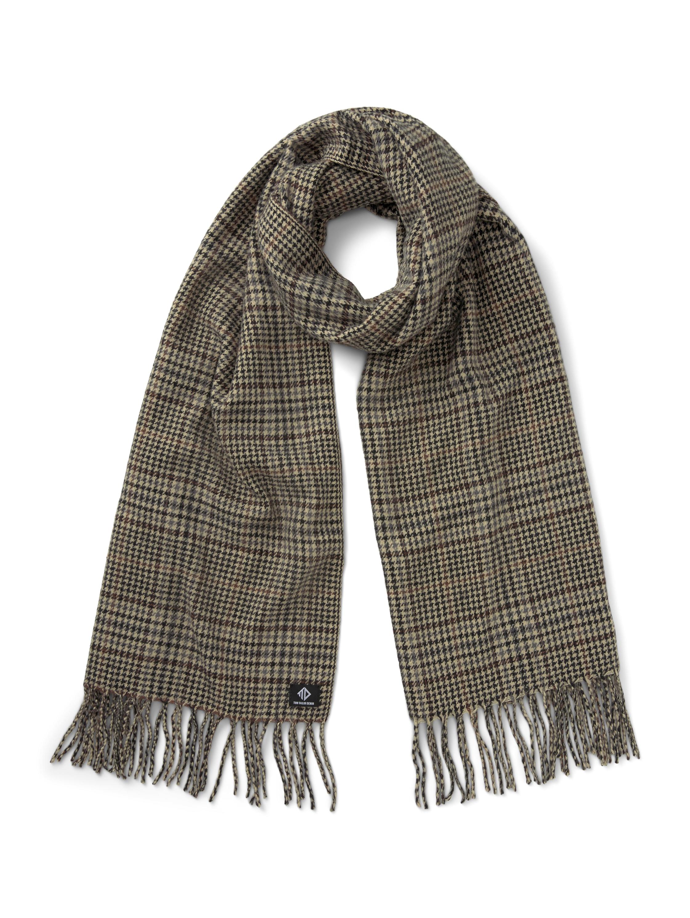 woven scarf check, brown beige check