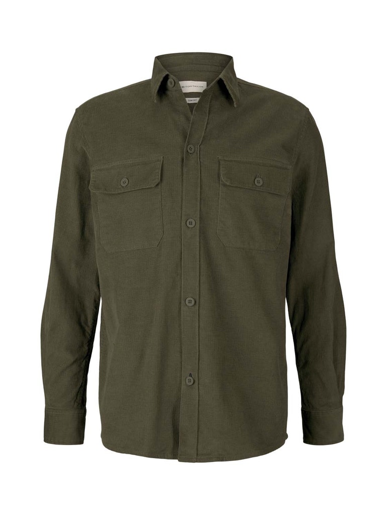 comfort waffle corduroy shirt, Oak Leaf Green