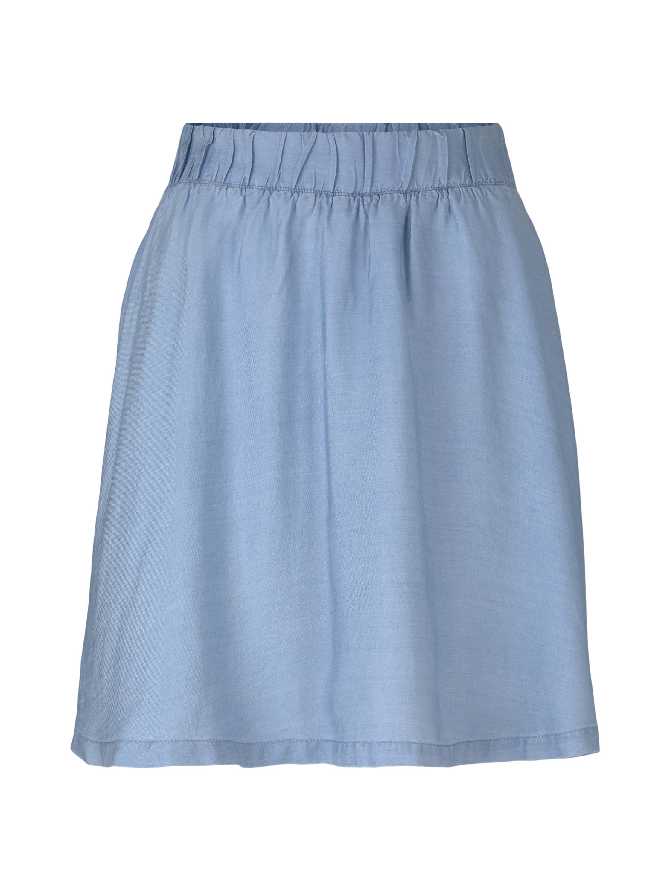 flared chambray skirt, light stone bright blue denim