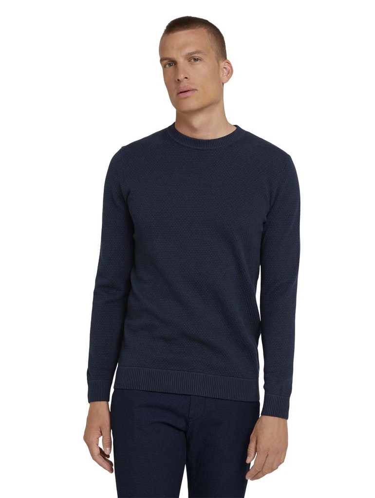 basic structure sweater, Knitted Navy Melange