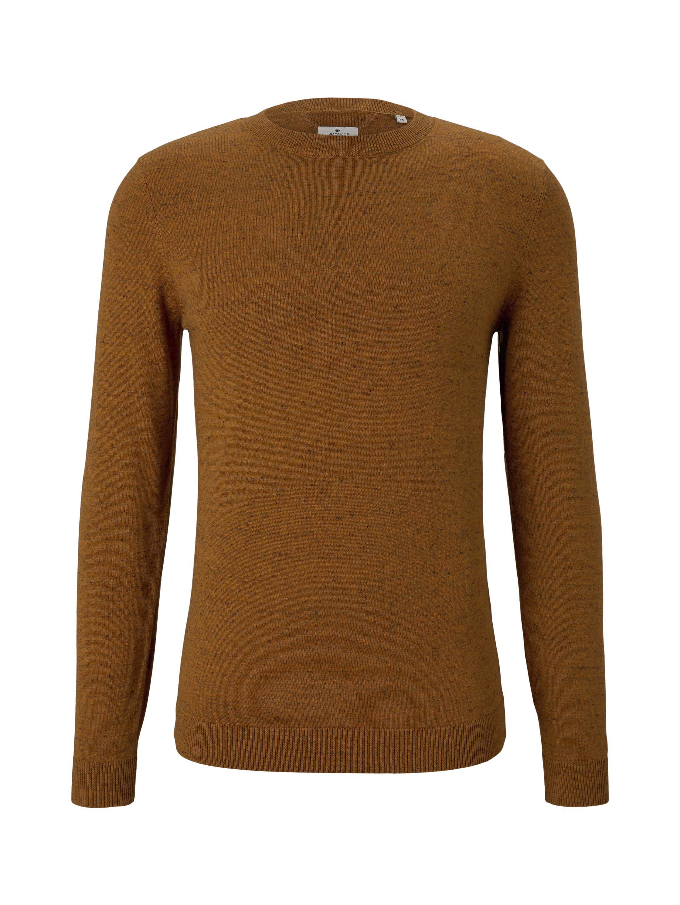basic crew neck sweater, orange white heather yarn