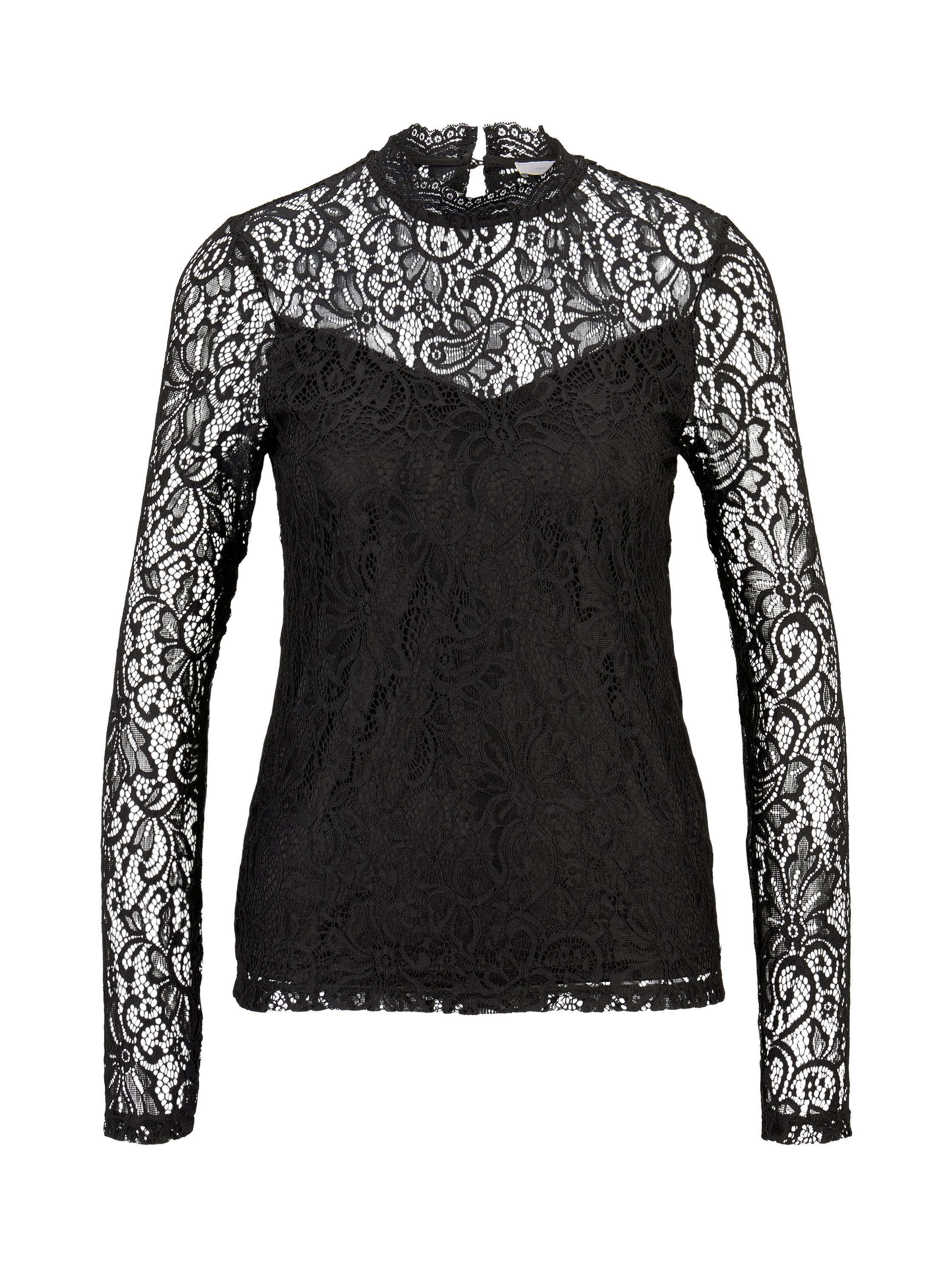 all over lace blouse, Deep Black                    Grey,