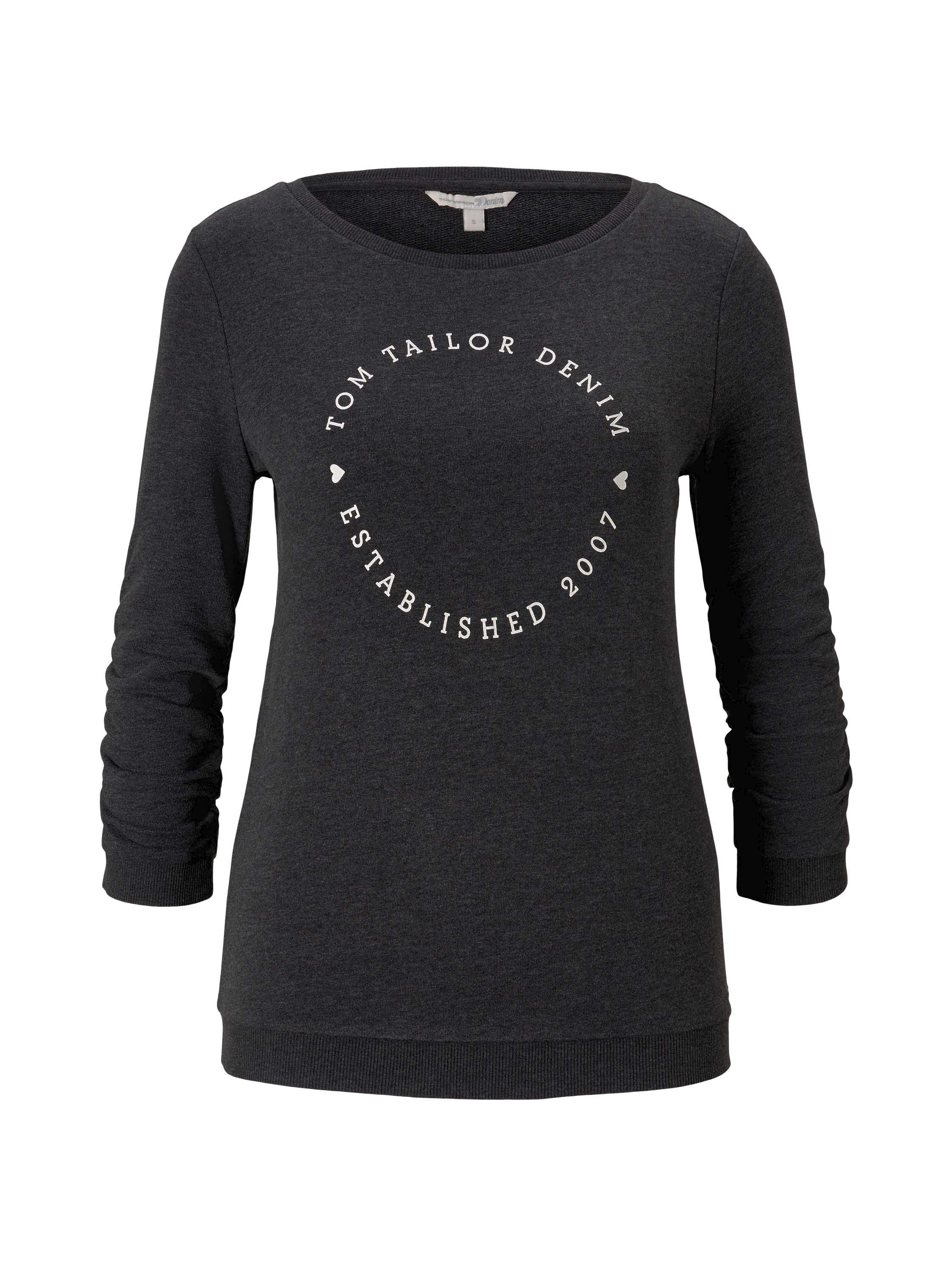 logo print sweater, Shale Grey Melange