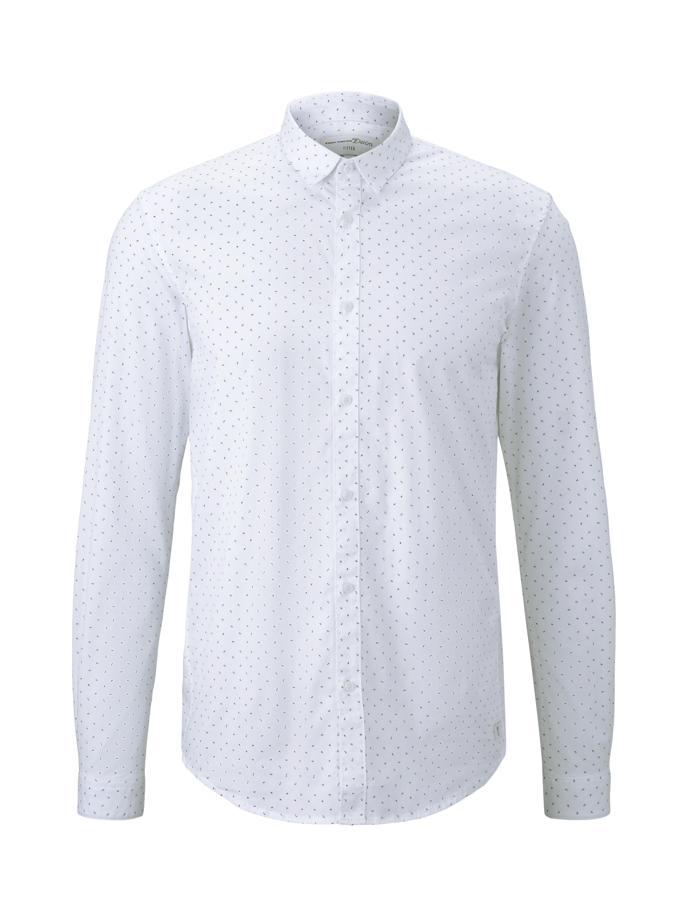 allover printed stretch shirt, white small triangle print