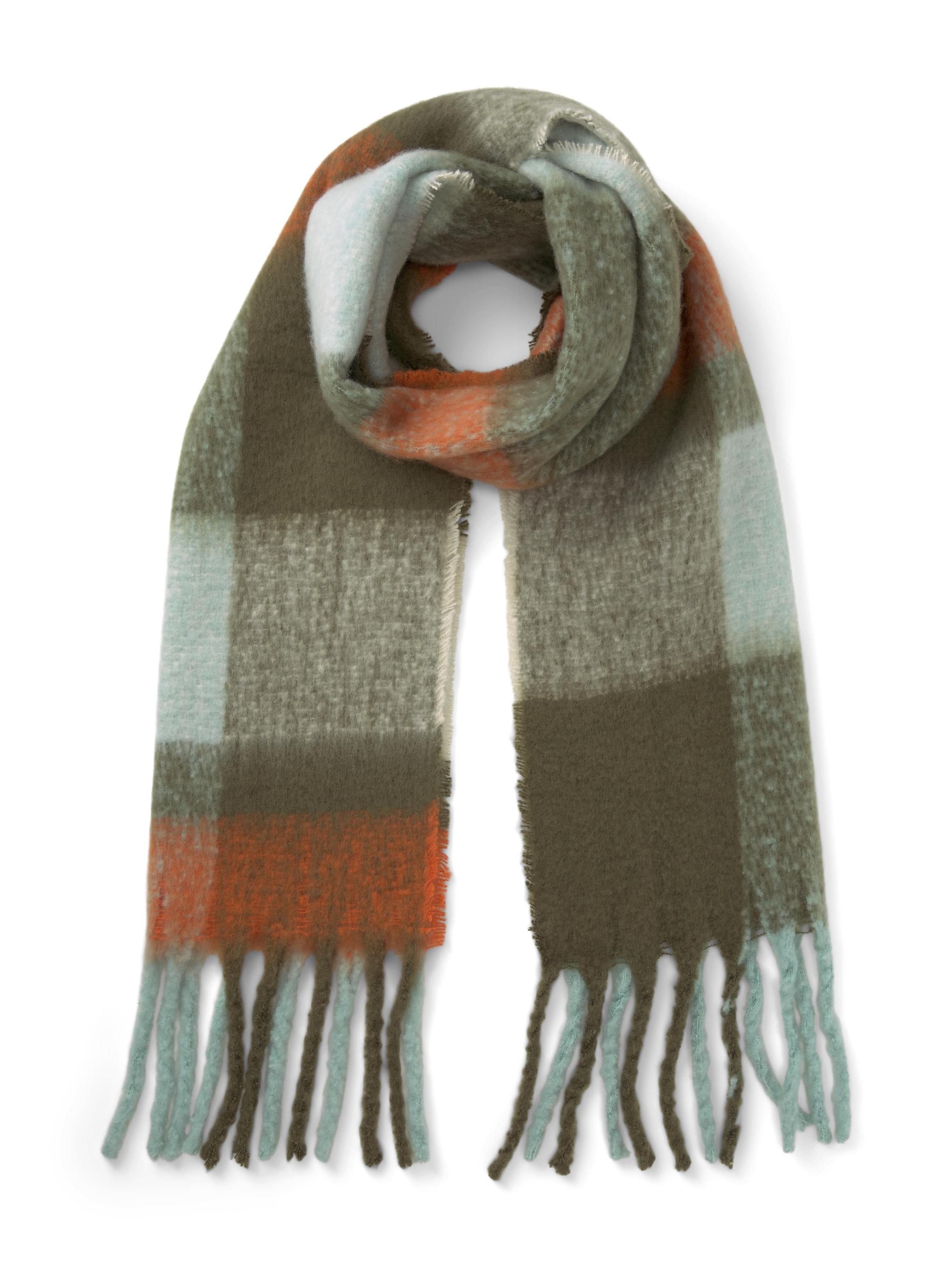 brushed colorblock scarf, olive mint colorblock