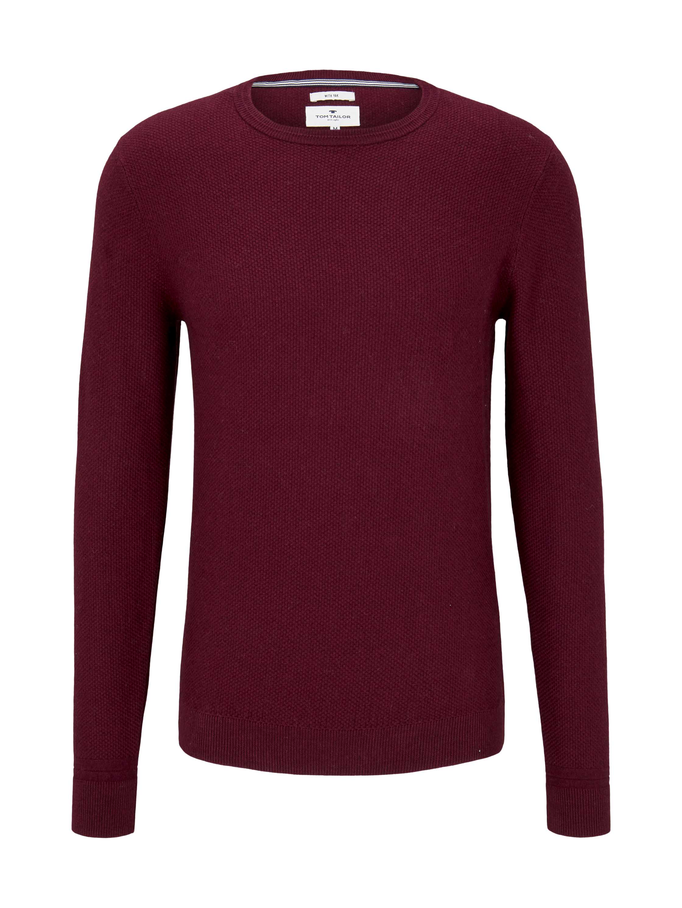 cosy sweater with yak, wine red melange