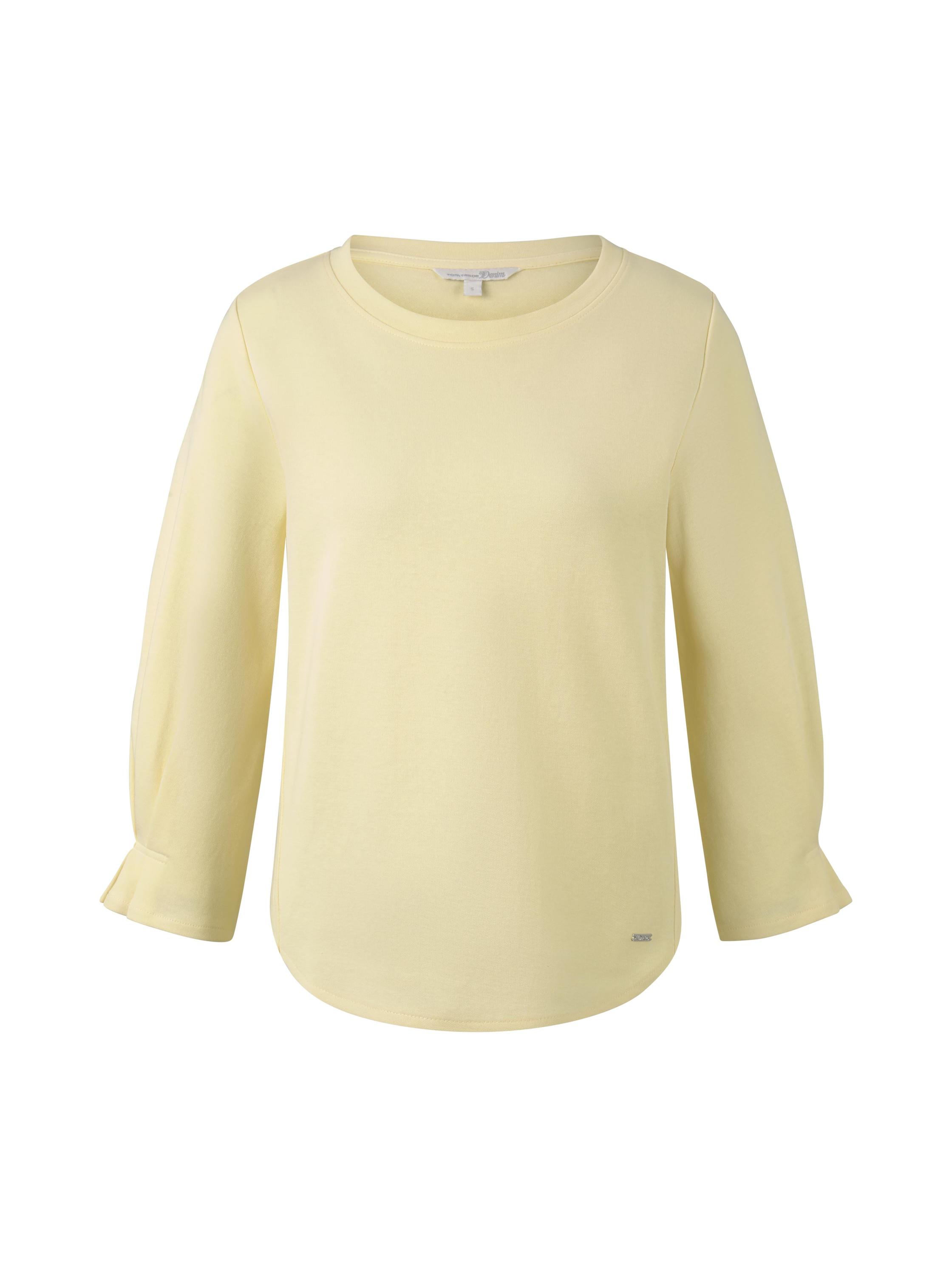 basic sweater with detail, pale yellow