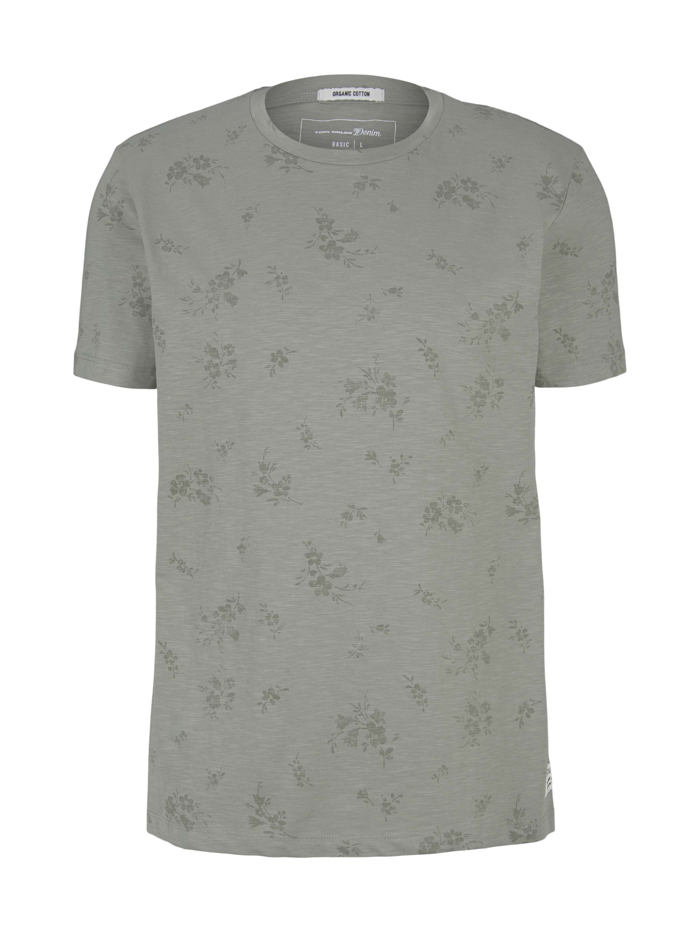 alloverprinted T-shirt, olive shredded flower print